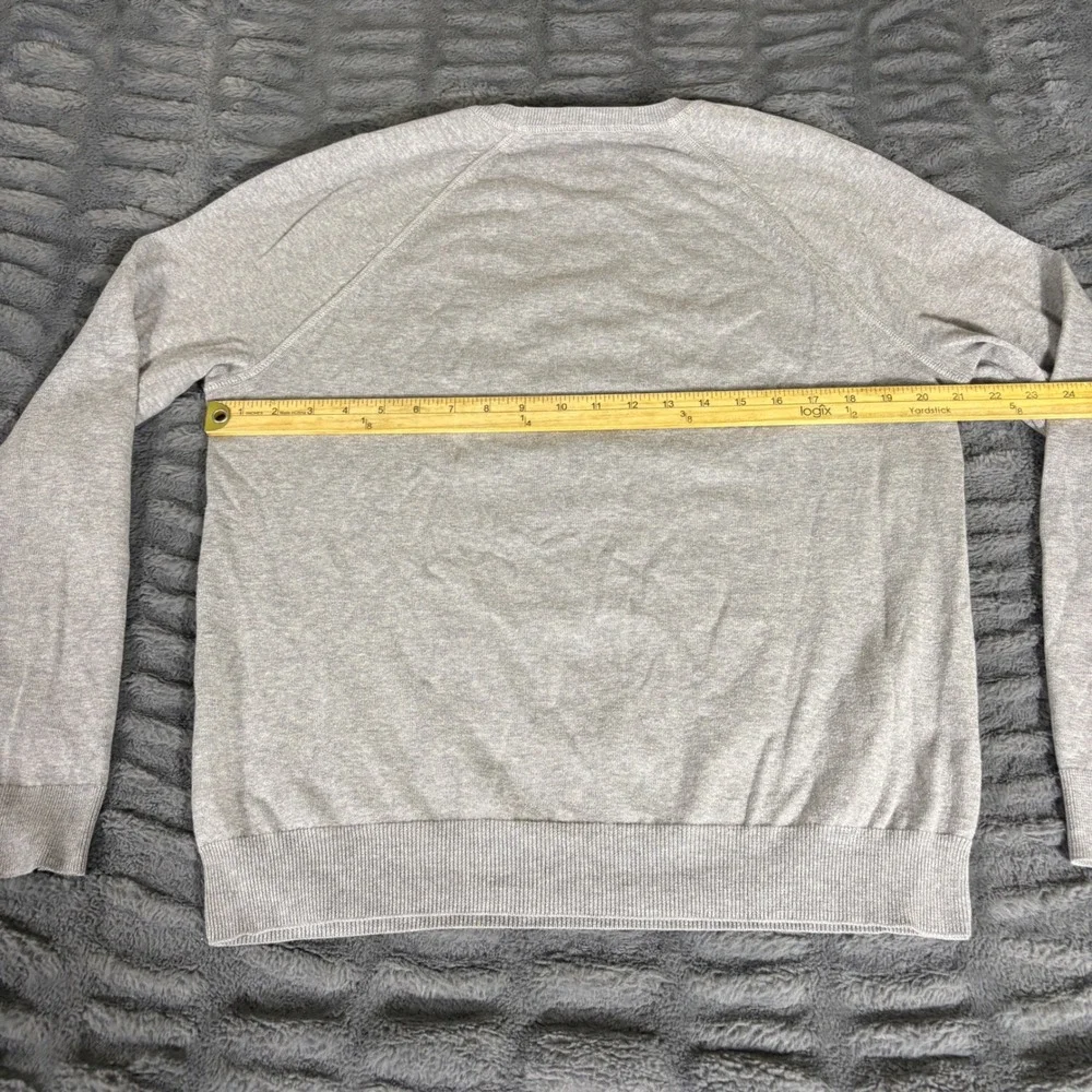 Vince Mens Gray Cotton Raglan Crewneck Sweater Elbow Patches Size M AR098